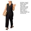 Summer Jumpsuit Sleeveless V Neck Lace-up High Waist Plus Size Wide Leg Pure Color Asymmetric Casual Jumpsuit for Parties Dates
