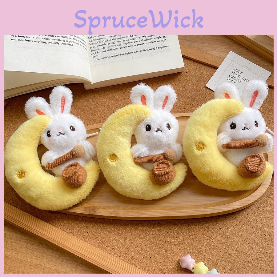 Plush Moon Rabbit Keychain With Pp Cotton Filling For Midautumn Festival Gift