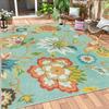 Flower Print Outdoor Rug Non Slip Mat for Balcony Terrace Camping Picnic RV Living Room Bedroom Decor