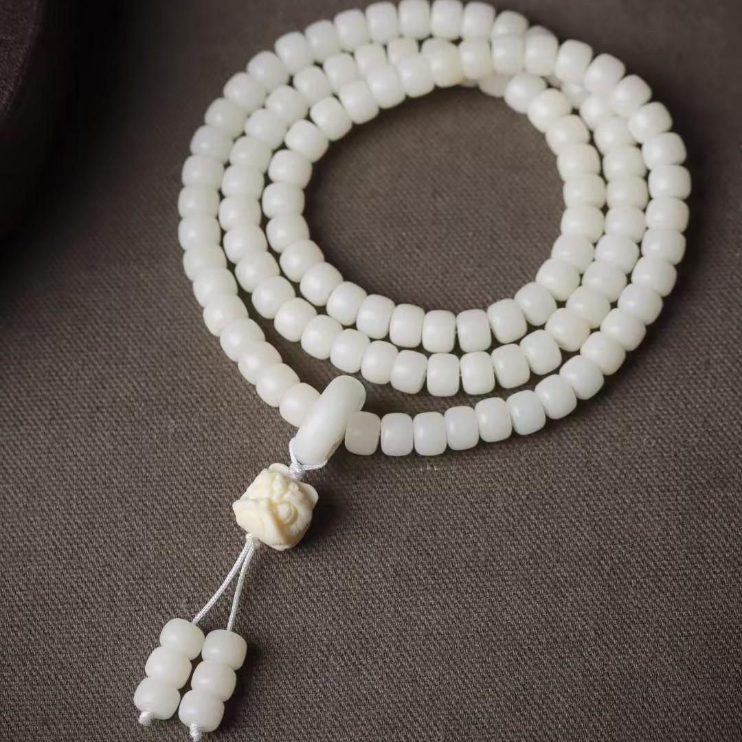 Authentic White Jade Bodhi Root Barrel Beads Bracelet Necklace - Xiaohongshu Bestseller ly236356