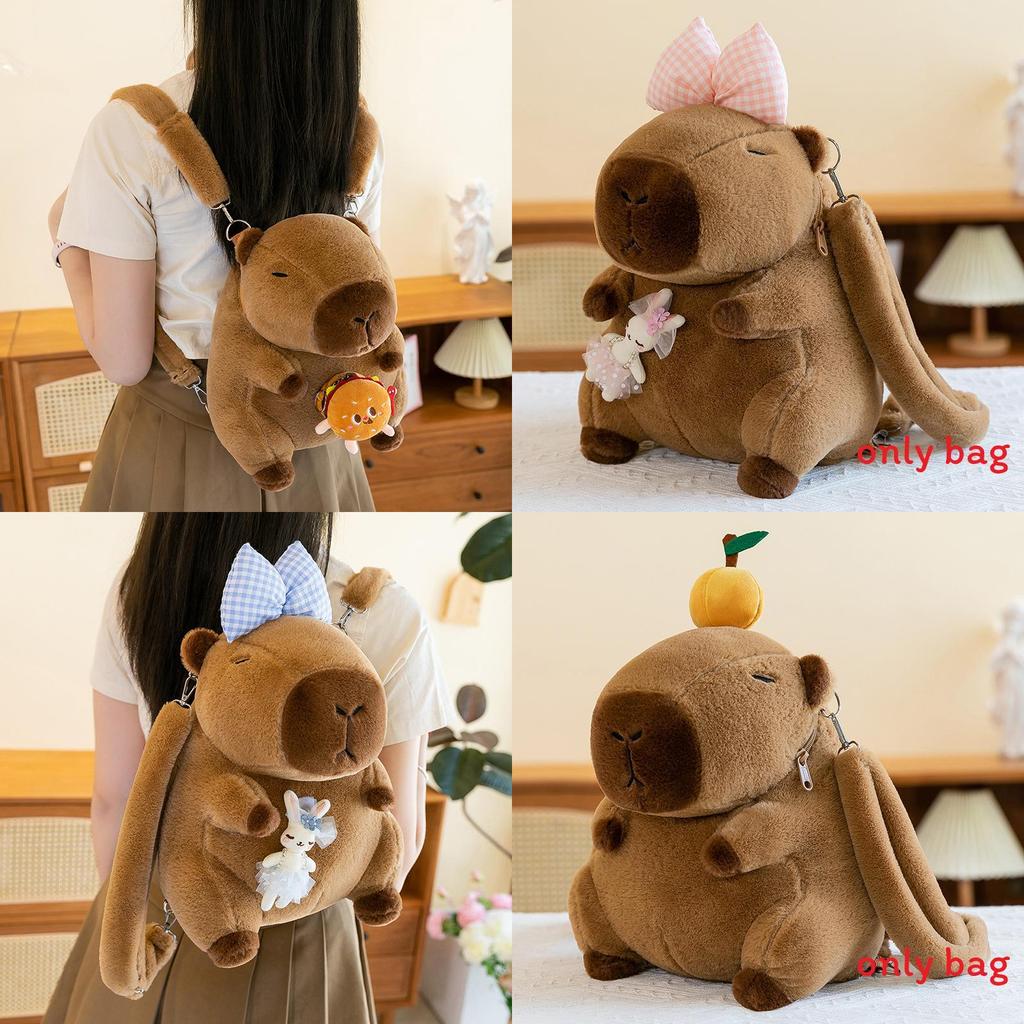 Cute Capybara Flower Burger French Fries Rabbit Decorative Plush Backpack For Girls And Kids