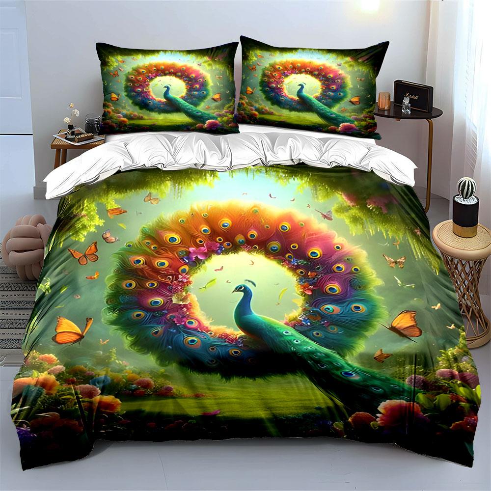 "Radiant Peacock Paradise Bloom" Bedding sets Duvet covers Pillowcases(1* Duvet Cover 2* Pillowcases without duvet insert)