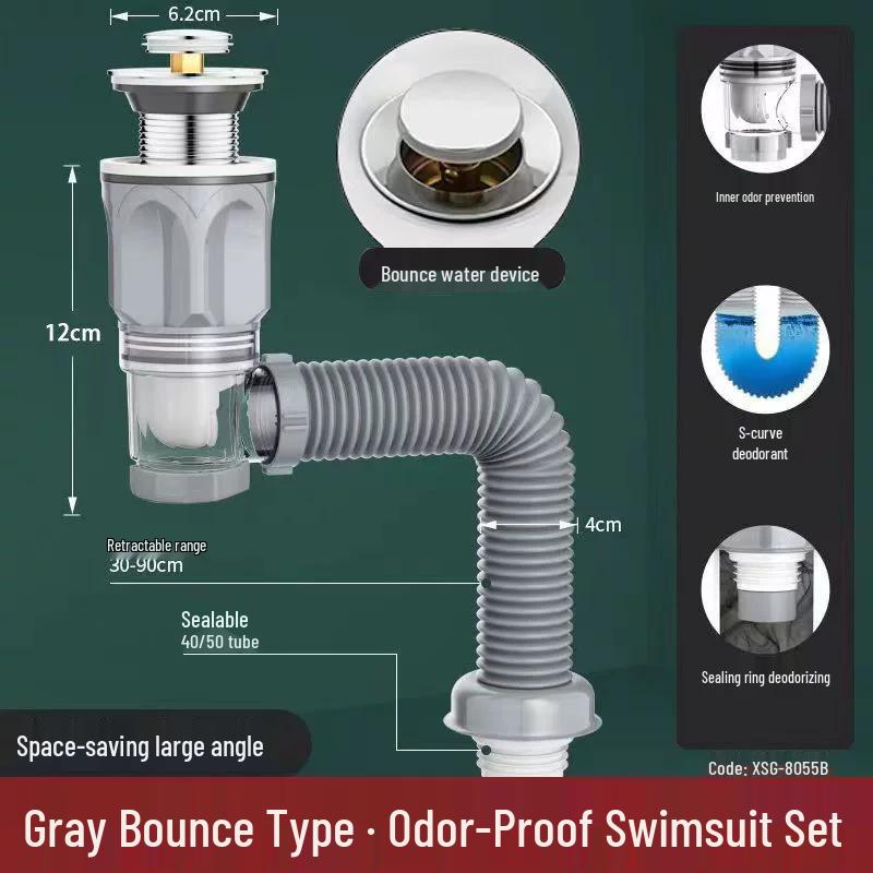 Universal Anti-odor Bathroom Sink Drain Set - Horizontal Wall Pipe Drainer Basin Tool