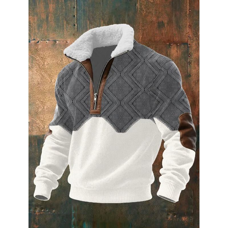 Men S Fleece Lined Pullover Sweatshirt Digital Print Casual Winter Wear