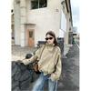 Korean New Style British Style Stand Collar Windbreaker Jacket for Women Autumn Double Breasted Khaki Loose and Versatile Top