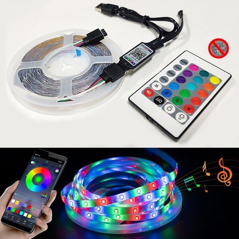 Bluetooth Control 5V USB Flexible Lamp  LED Strip Light Luces RGB 2835 Tape For Festival Fita Bedroom Tira TV Backlight Decor Luz