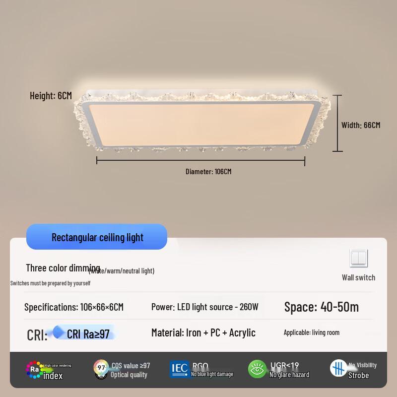 Oeny Light Luxury Rectangular LED Ceiling Lamp