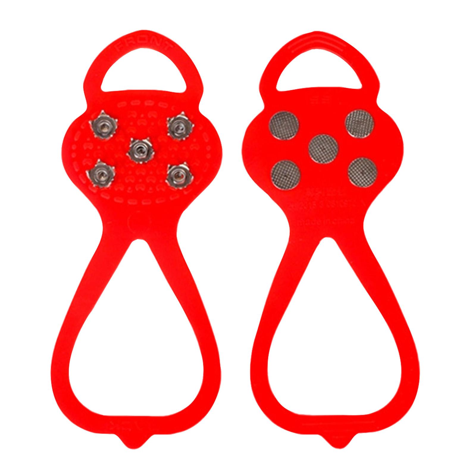 

Kids Ice Traction Cleats, - Silicone Snow Shoe Covers With Steel Studs, Universal Fit For Children s Winter Boots & Shoes, Safe For Ice, Snow & One Size червоний