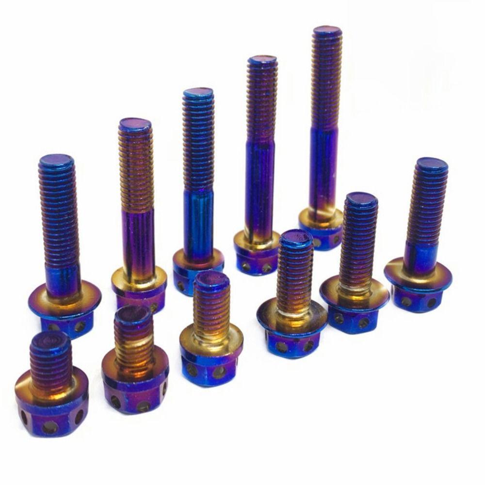High Quality M6 Titanium Bolt 10/15/20/25/30/35/40/45/50/60 With Drilled Holes Hex Head Screws Blue Titanium Screws Motorcycle