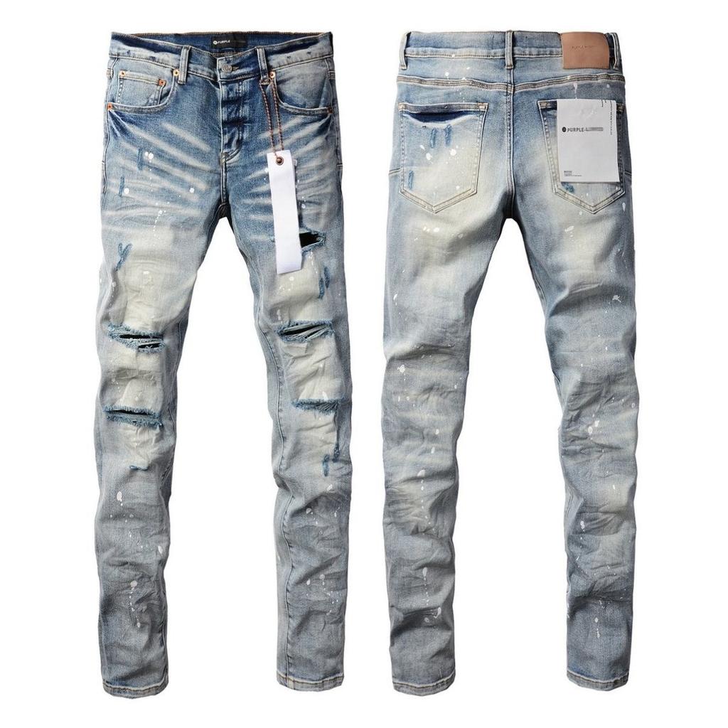 BeatStreet American High Street Jeans Fashion Trends Distressed Light Blue Patchwork Stretch Skinny Button Fly Ripped Jeans Pants Brand
