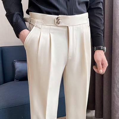 Spring and Summer Drape Pants Nine-point Pants Men's Loose Straight-leg Pants Men's Casual Suit Pants