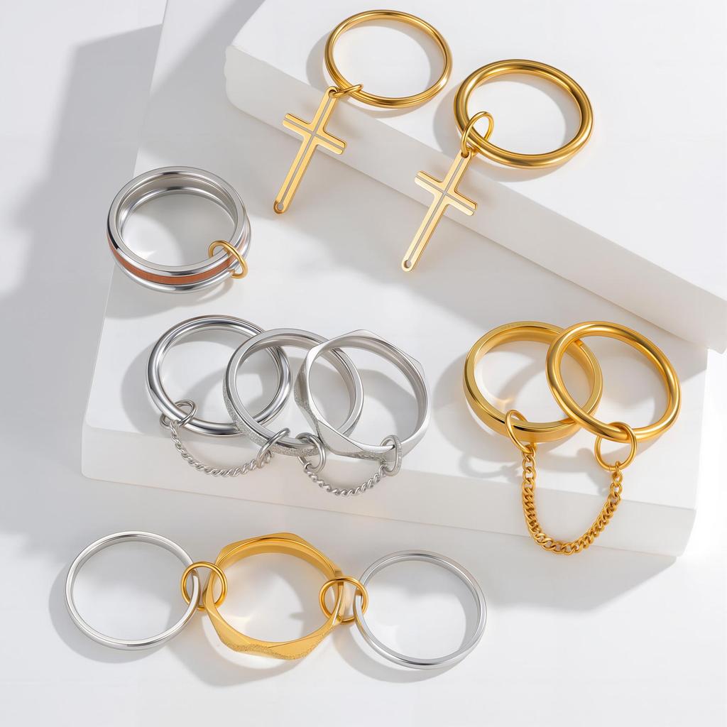 European-American Titanium Steel Stackable Finger Ring - Niche Design