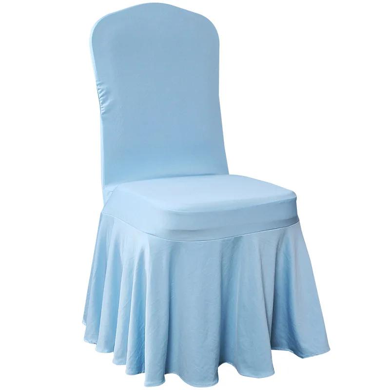 Solid Color Wedding Chair Cover Party Decoration Spandex With Skirt Pleated Use Elastic Stretch Dining Luxury Birthday Banquet
