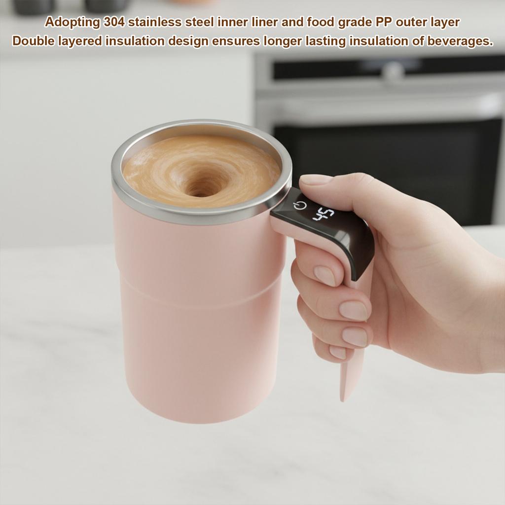 380ML Auto Mixing Magnetic Coffee Mug Automatic Stirring Cup Stainless Steel Travel Coffee Mug for Milk/Cocoa at Office/Kitchen