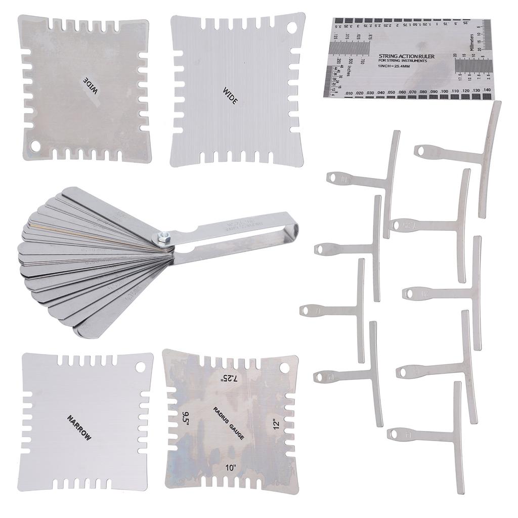 Guitar Measuring Set String Distance Height Radian Ruler Stainless Steel Gauge ToolsSilver