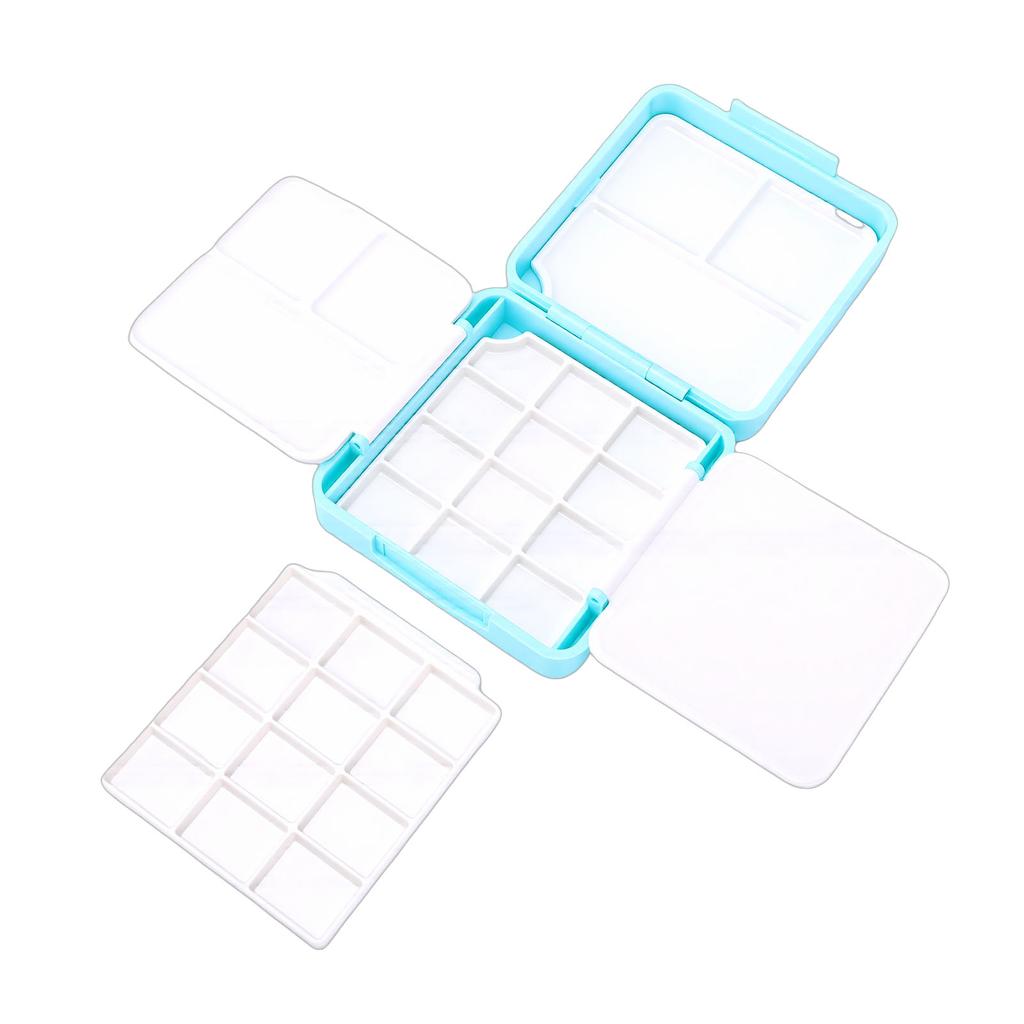 Watercolor Paint Set Travel Portable 24 Well Empty Mixing Tray with   Washing Bucket