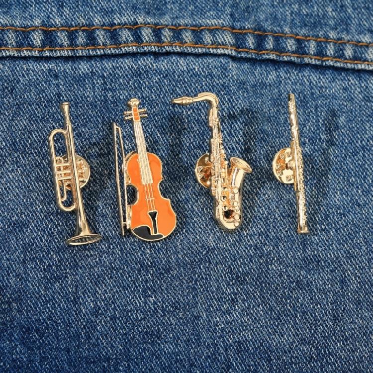 Guitar Theme 4 Enamel Brooches Vintage Inspire Musical Jewelry Detailed Pickup Design Clothing Bag Embellishment