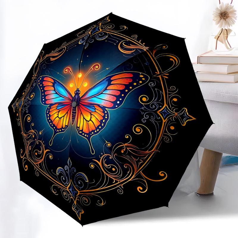 

1pc Butterfly Mandala Automatic Umbrella - Automatic Opening And Closing, Sturdy Iron Frame, Formal Occasions yy251018150
