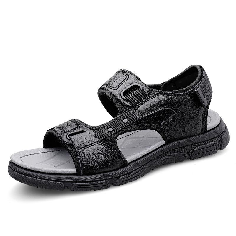 Summer Cross-Strapped Open-Toe Slip-On Velcro Sandals - Lightweight Casual Beach Shoes 40 чёрный