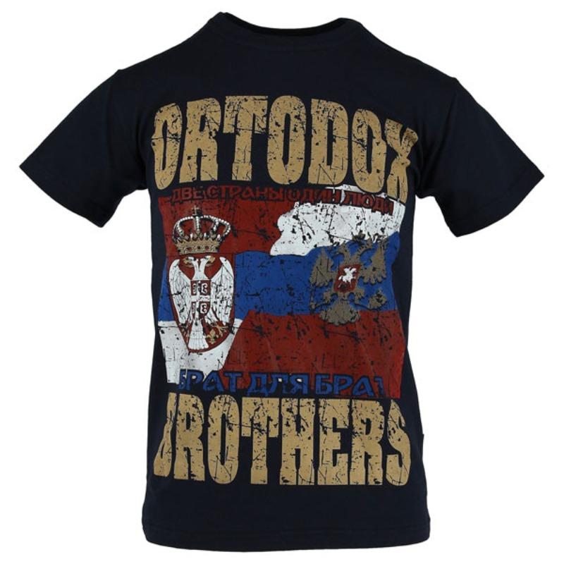 Serbian-Russian Orthodox brothers Men T shirt Short Sleeve Casual 100% Cotton Shirt S