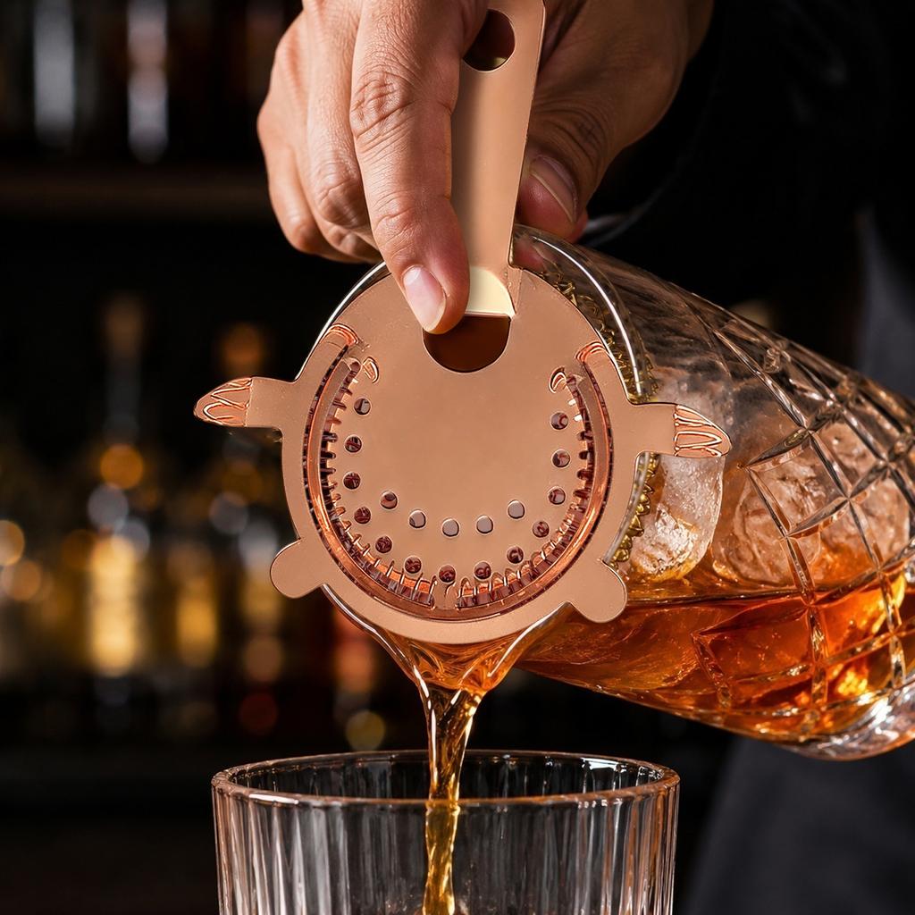 Stainless Steel Cocktail Strainer Bar Tool with Spring Coil Handle for Mixing Drinks and Filtering Ice