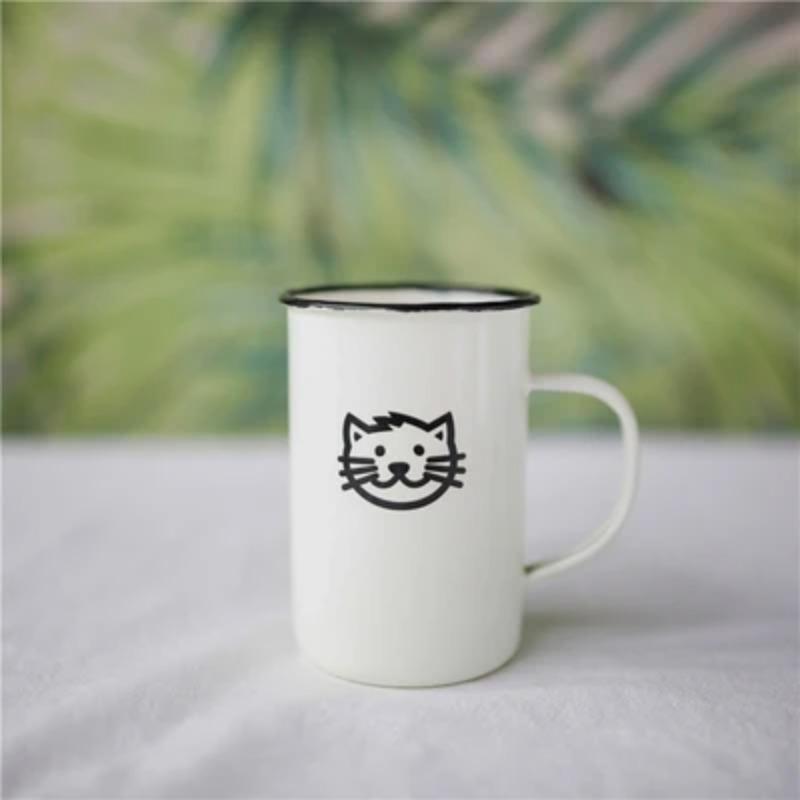 Outdoor Enamel Creative Coffee Tea Water Milk Cups Camping Mugs Enamel Mug with Handle Drinkware Vacation Hiking Mug Gifts