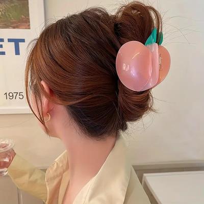 1pc Sweet Pink Peach-shaped Claw Clip Cute Water Melon Clip Anti-slip Ponytail Clip Fashion Party Hair Accessories