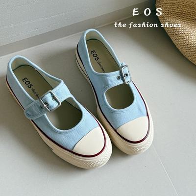 Ein-Pedal Dicksohlige Flachmaul Mary Jane Schuhe Damen 2025 Sommer Neue Freizeit Sport Canvas Schuhe Ein-Wort Schnalle Einzelne Schuhe