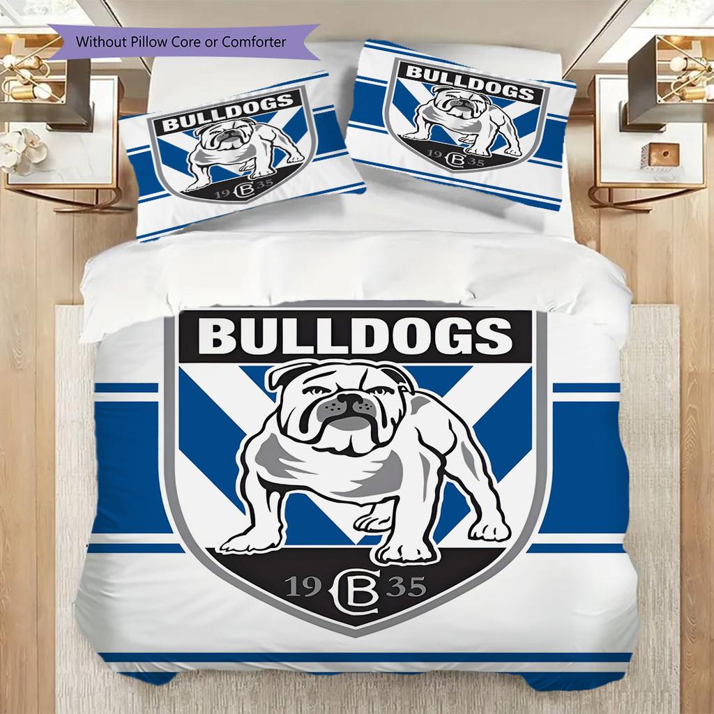 Canterbury Bulldogs Muster Bettwäsche Steppdecke Set Bettbezug Kissenbezug Heimdekoration Geburtstagsgeschenk (1 Bettbezug + 2 Kissenbezüge, ohne Füllung)