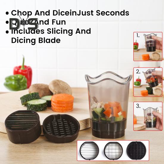 Gemüseschneider, Würfeln und Schneiden, Küchenmaschine für Obst und weiches Gemüse, platzsparender manueller Küchenschneider mit Edelstahlklingen