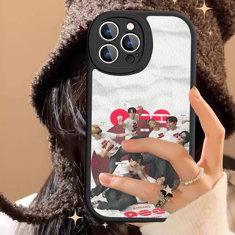 Custodia per Telefono in Pelle Kpop BTS Bangtan Boys Per IPhone 16 15 14 13 12 11 Pro Max Plus Cover