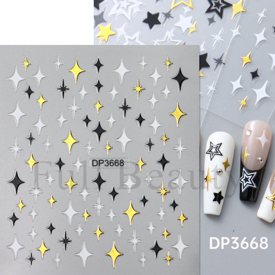 Nail Art Sticker, Star Love Mango Star Dot Gold And Silver Adhesive Nail Sticker.