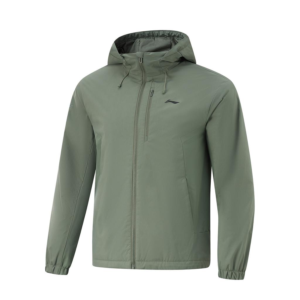 Li-Ning Fitness Series Casual Hooded Warm Cotton Jacket Men Jackets Green AJMU275-3