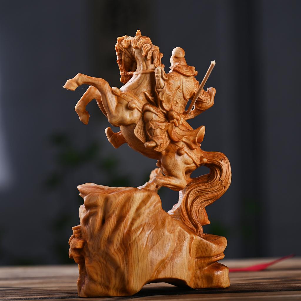 Cliff Cypress Carving Statue Of Guan Gong God Of Wealth Guan Yu Home Living Room Office Desktop Decoration Holiday Gifts