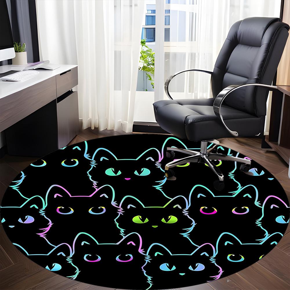 1pc Cat Pattern Office Round Area Rug, Under Office Chairs Bedroom Living Room Home Decor, Room Deco
