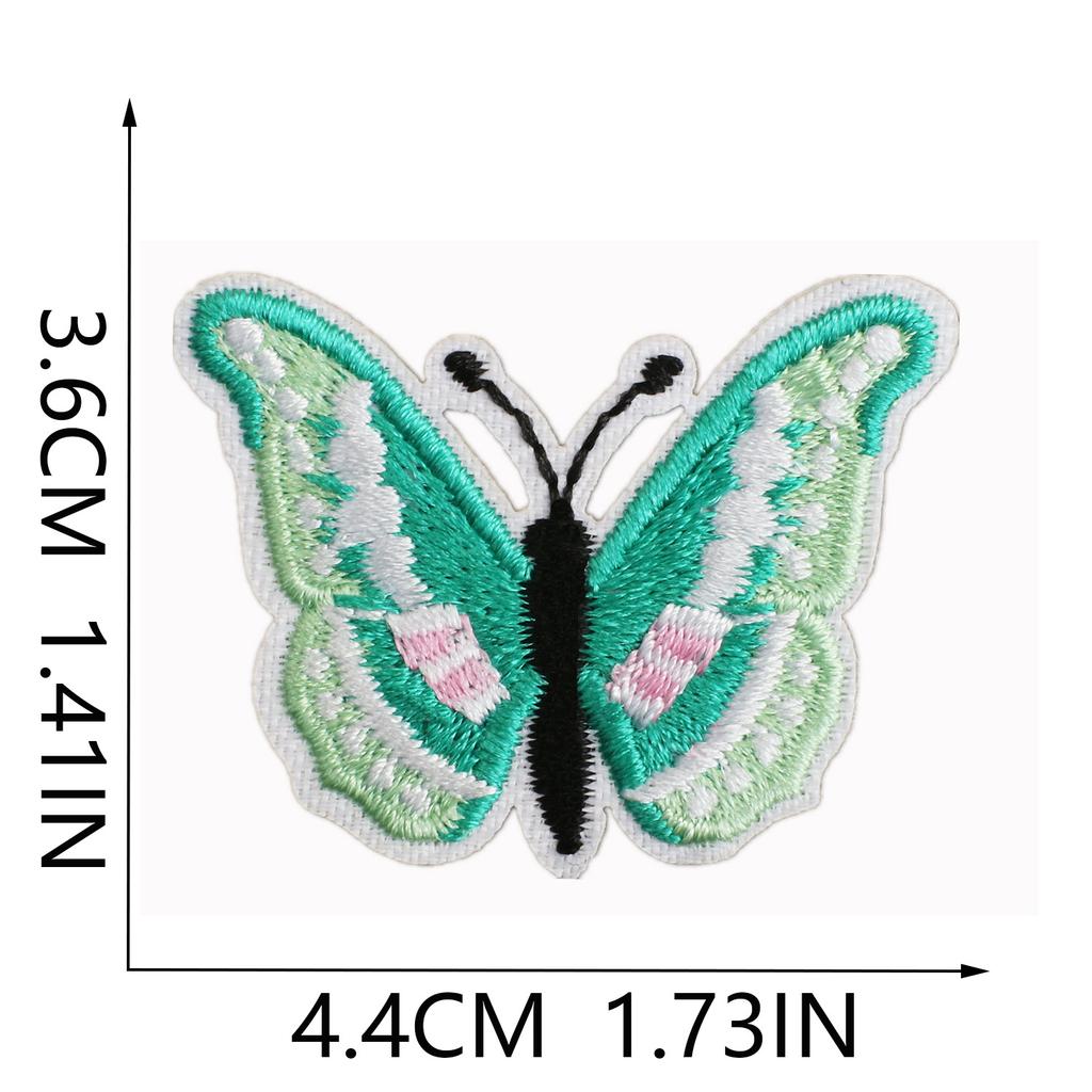 Butterfly World Embroidery Cloth Sticker Colored Flower Butterfly Computer Embroidery Label Clothes Decorative Patch Sticker Blue Butterfly