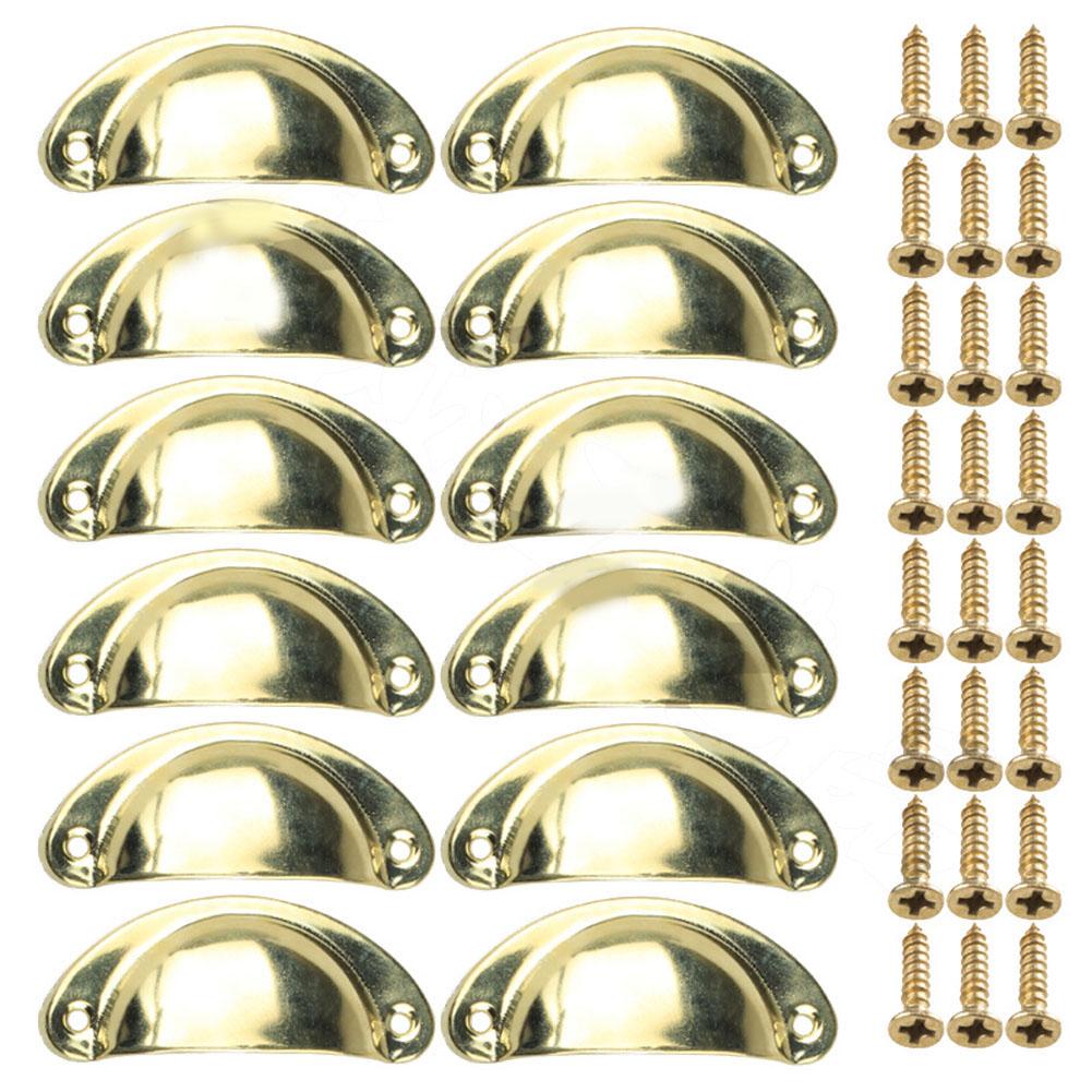 12Pcs Shell Furniture Handles Cabinet Pulls Drawer Knobs Half Moon Kitchen Cupboard Wardrobe Door Handle Antique Hardware