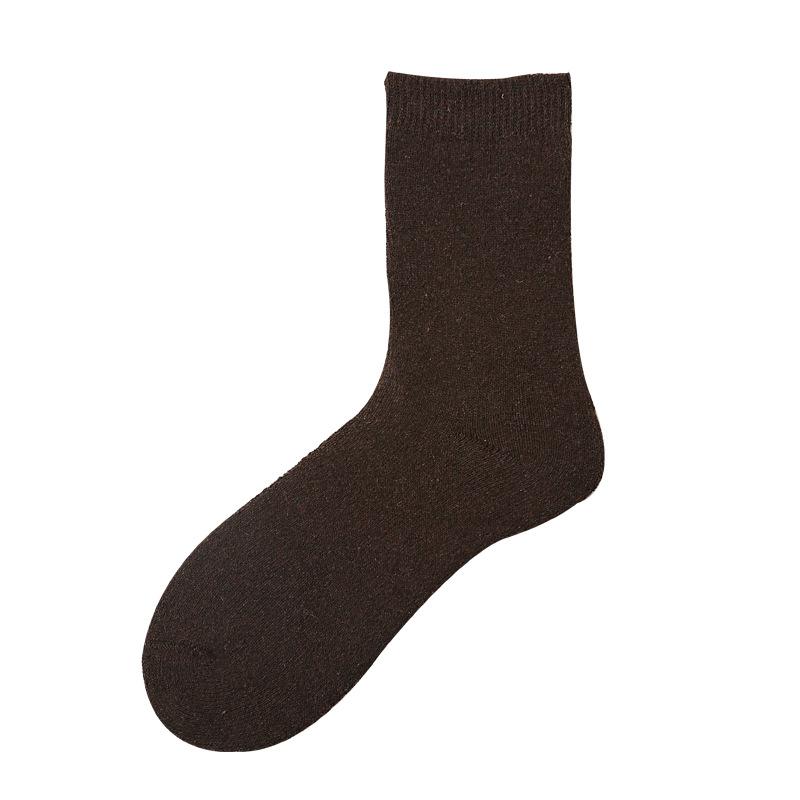 5/10 Pairs Winter Thickened Warm Fleece Socks for Men Solid Colour Versatile Mid Calf Imitation Wool Business Socks Home Elderly Socks Comfortable