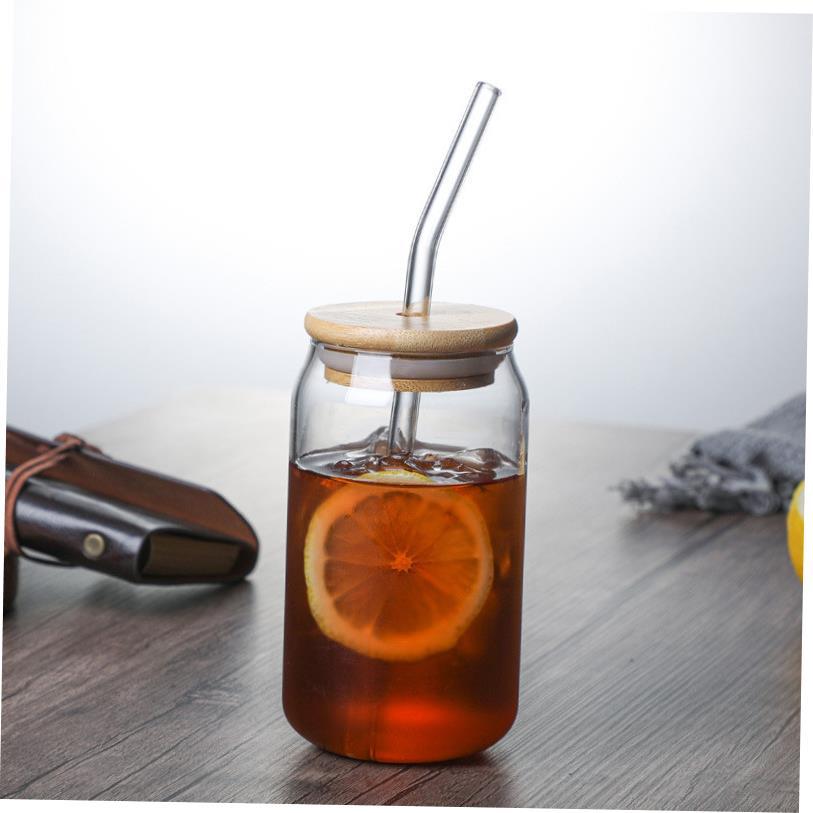 Przezroczysty kubek puszkowy Domowy napój Kawa Cola Szklanka do wody ze słomką Szklany
