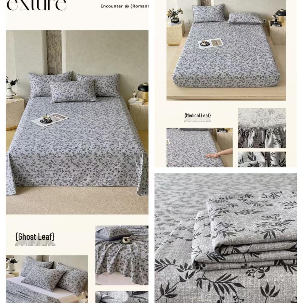 Retro-Stil Rutschfeste Weiche Leinen-Baumwolle Spannbettlaken, Doppellagige Crinkle-Gaze, Schrumpffrei, Atmungsaktiv, Verdickte Tagesdecke R