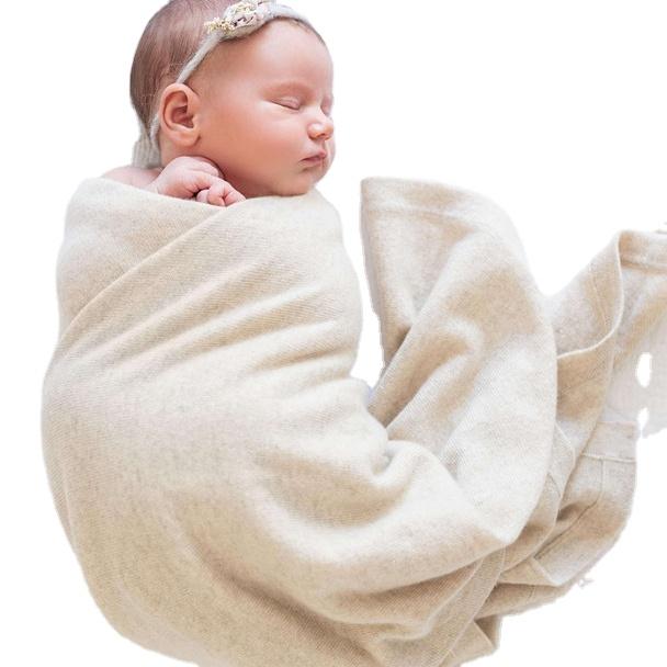 Winter Super Soft Mongolian Milk 100% Pure Cashmere Cotton Wool Plain Knitted Baby Kids Blanket Swaddle 80*100cm