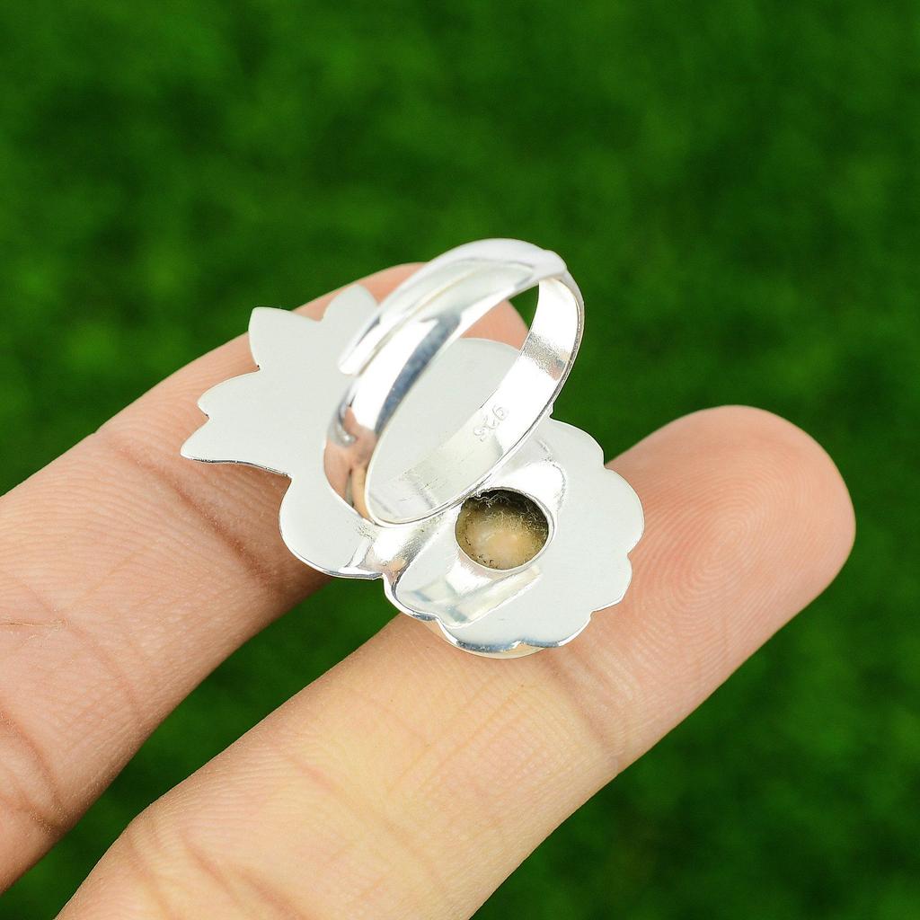 Natural Shiva Eye Shell Sterling Silver Mother Birthday Stackable Ring Jewelry