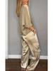 2024 European & American Women's Satin Half-Sleeve Top and Pants Set