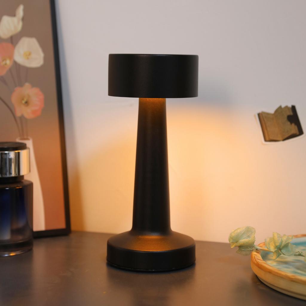 LED Desk Lamp Retro Bar Touch Dimming 3-color Rechargeable Dining Table Night Light, Used for Bedroom Desktop Bar Decoration