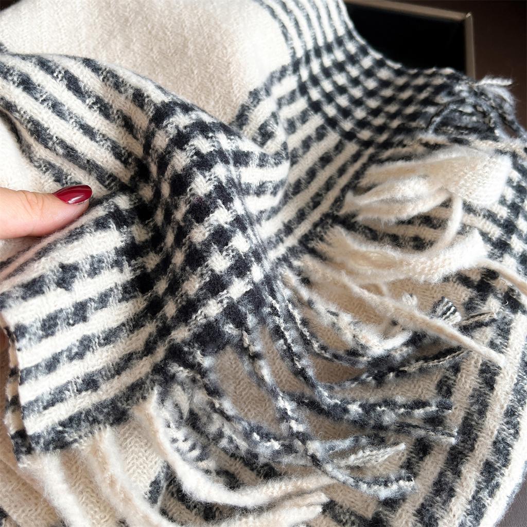 Women Winter Cashmere Scarf  Stripe Pashmina Luxury Brand Shawls and Wraps Bufanda Hijab Travel Stoles Echarpe Warm Blanket