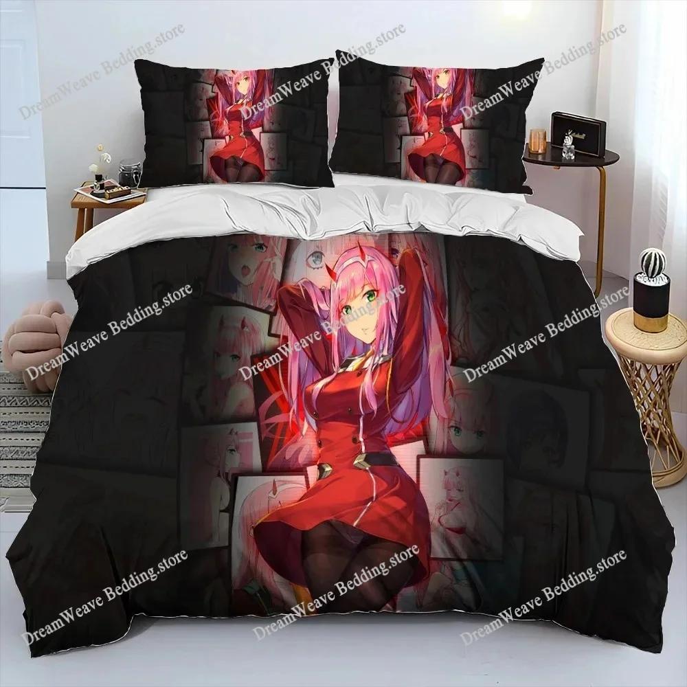 Zero Two (Darling in The FranXX) 002 Bedding Set Single Twin Full Queen King Size Bed Set Aldult Kid Bedroom Duvet Cover Sets