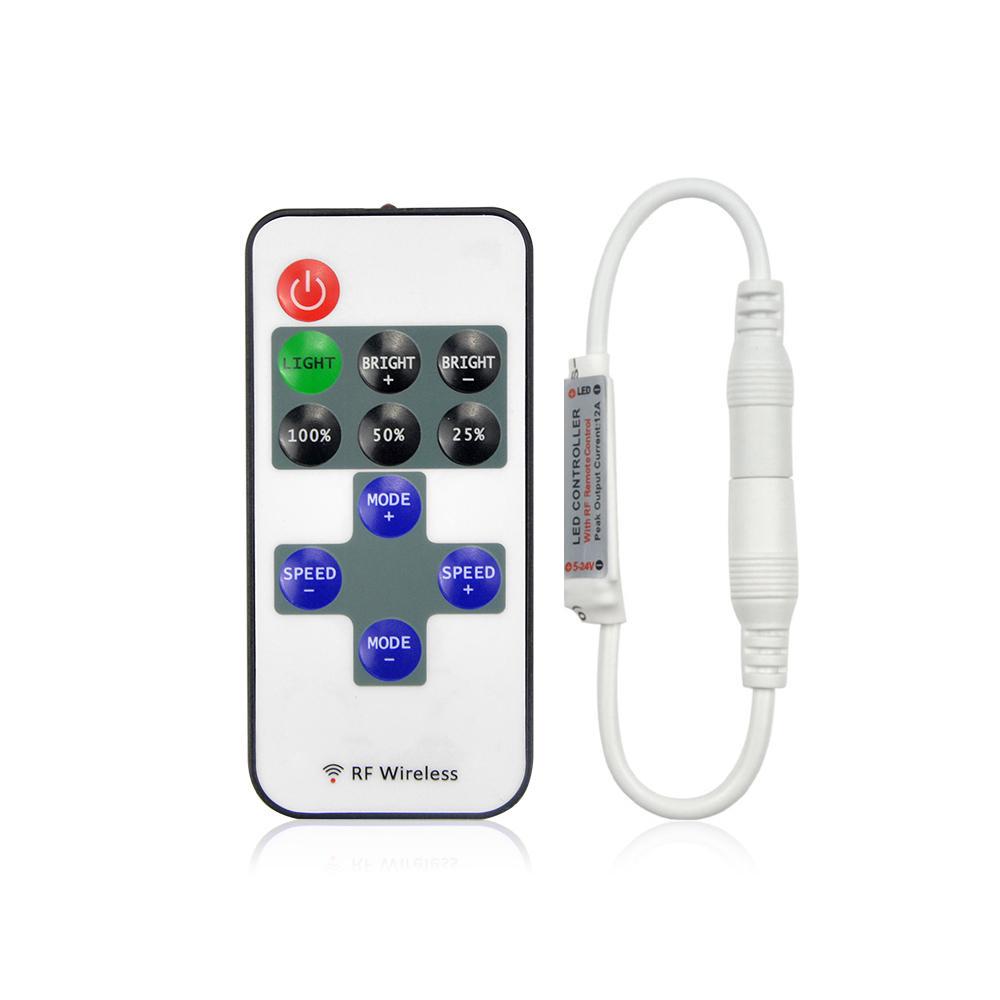 

1 комплект, одноцветный диммер с дистанционным управлением, DC5-24V, 11 клавиш, мини беспроводной RF светодиодный контроллер для светодиодных лент SMD 5050/3528/5630