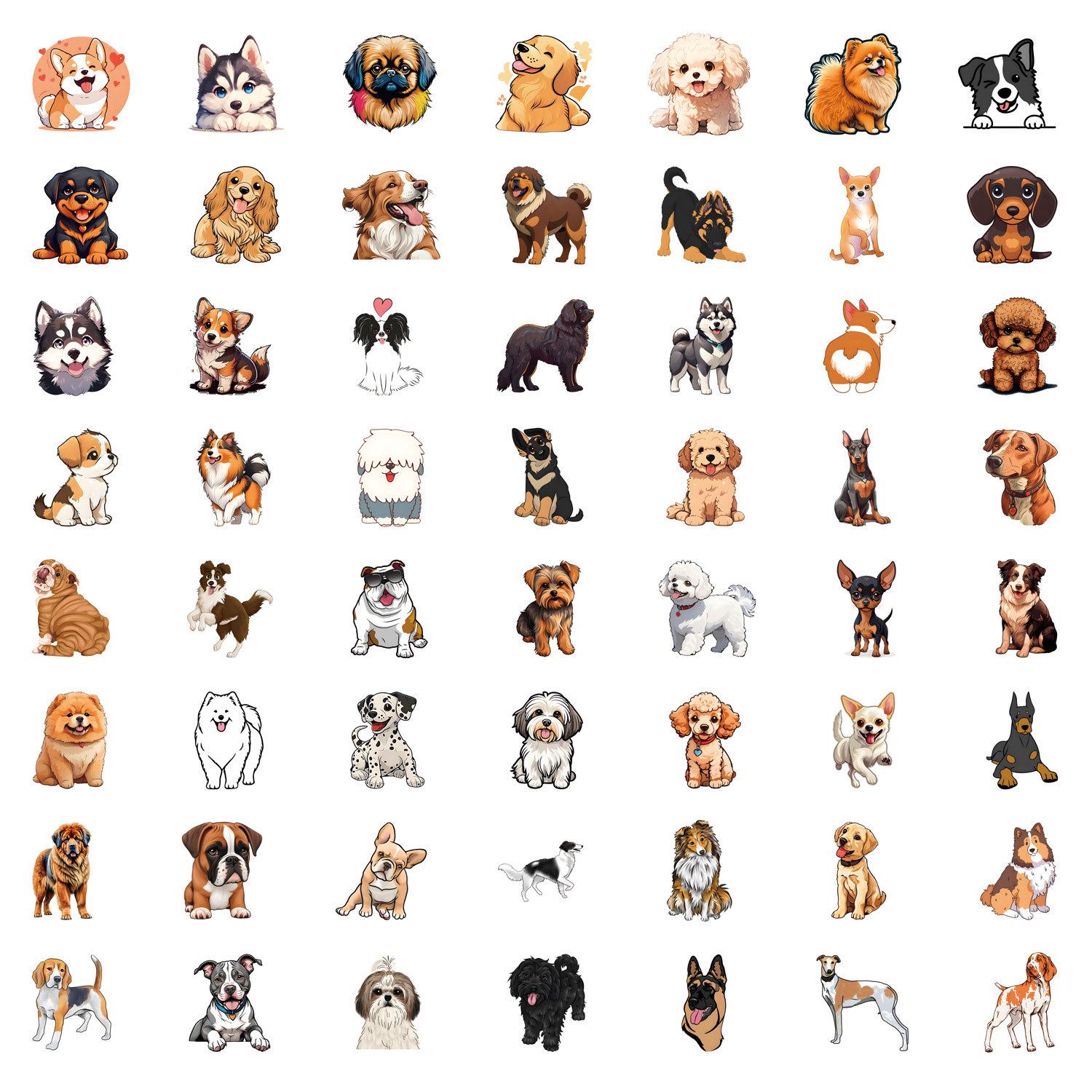 Cross-border Dog Cartoon Graffiti Stickers: 55-110 Pieces for Phone & Computer Decoration