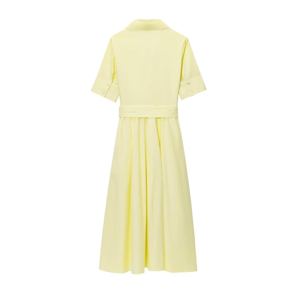 European & American Spring 2025 French Waist-Cinching Slimming Goddess Shirt Dress