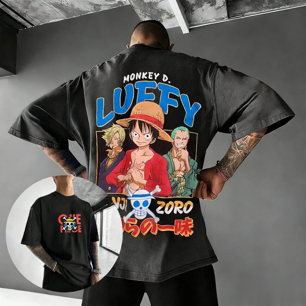 2026 Summer Y2k Oversized One Piece Luffy Anime Graphic T Shirt Men Women Streetwear Tee Casual Short Sleeve Tops Cartoon Print